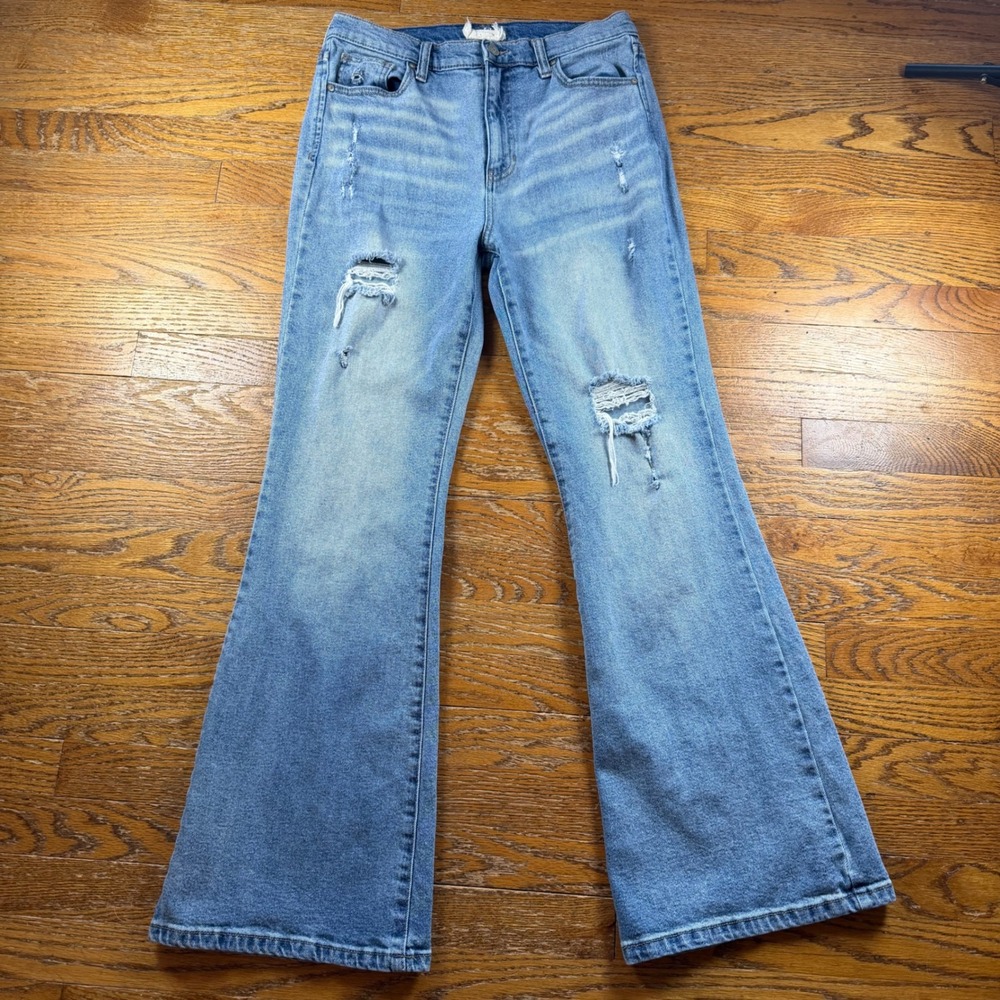Altar's State Distressed Flare Jeans Light Wash Womens 30/11 Boho Anthropology‎